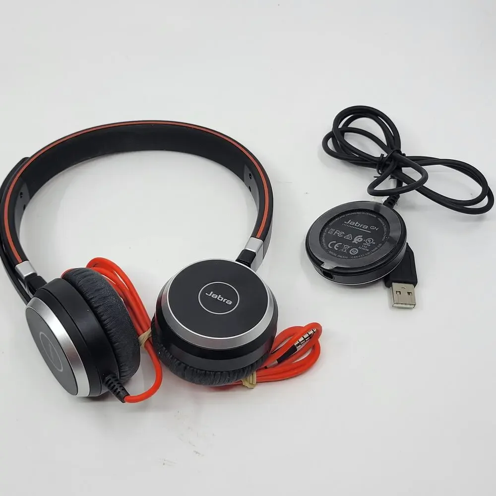Jabra Evolve 40 Stereo Wired Headset HSC017 w/ ENC010 USB Controller with case